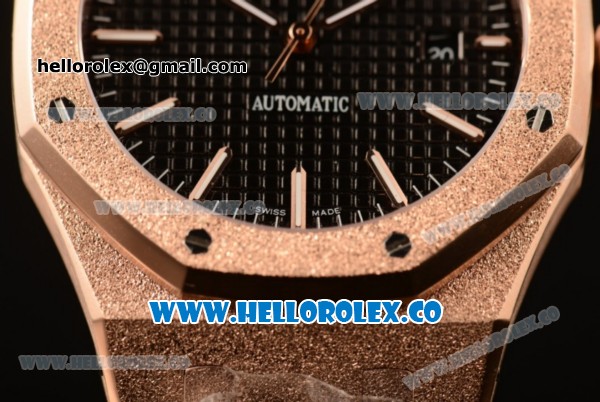 Audemars Piguet Royal Oak Clone Calibre AP 3120 Automatic Full Rose Gold with Black Dial and Stick Markers (EF) - Click Image to Close